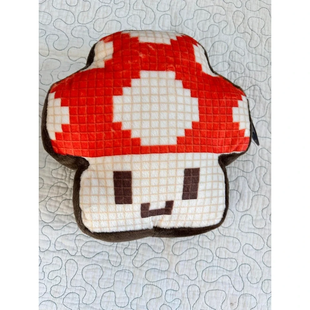 FAO‎ Nintendo Super Mario Mushroom Power Up 8-Bit Pixel Plush Decorative Pillow